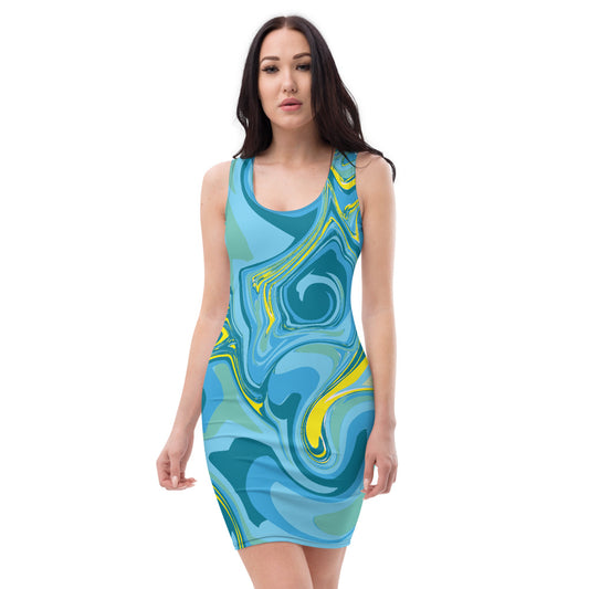 flyersetcinc Sea Marble Bodycon Dress