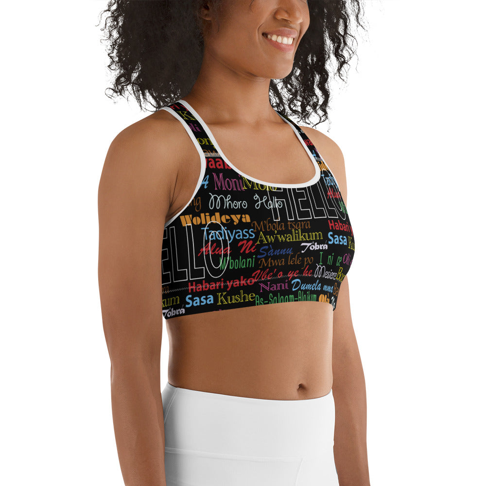 flyersetcinc Hello Print Sports Bra