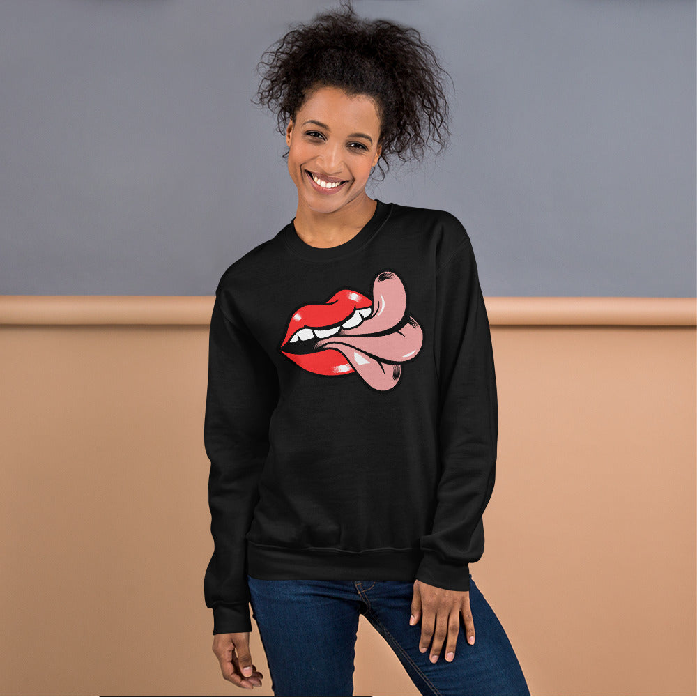 'Cheeky' Graphic Lips and Tongue Comfortable Unisex Sweatshirt