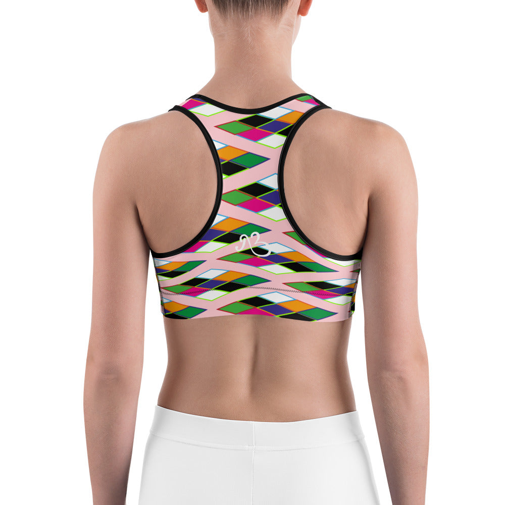 Pyramid Print Sports Bra - Coral