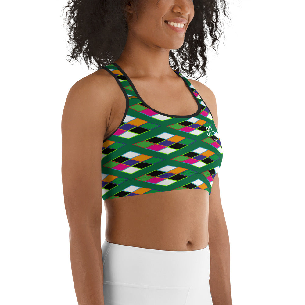 Pyramid Print Sports Bra - Leaf