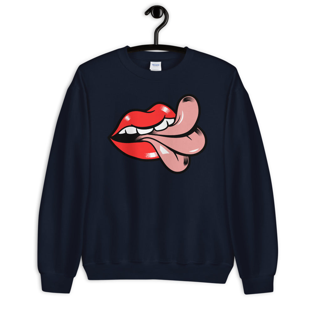 'Cheeky' Graphic Lips and Tongue Comfortable Unisex Sweatshirt