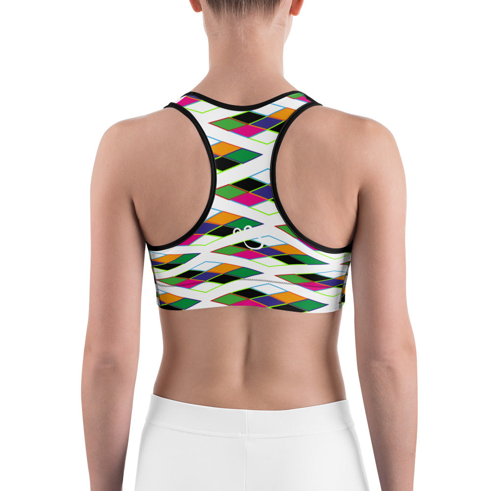 Pyramid Print Sports Bra - Snow