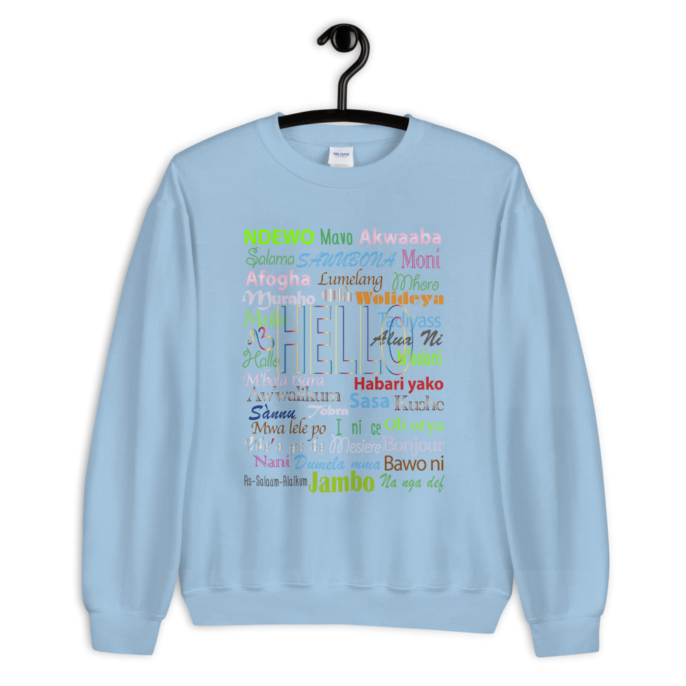 flyersetcinc Hello Print Crew Neck Long Sleeve Pullover Unisex Sweatshirt