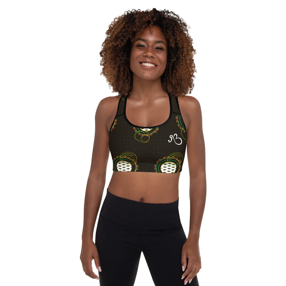 Adaeze Print Padded Sports Bra - Noir