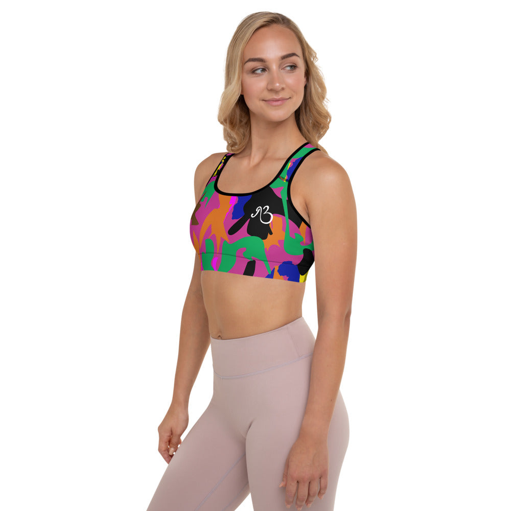 flyersetcinc Camo Print Padded Sports Bra - Pink