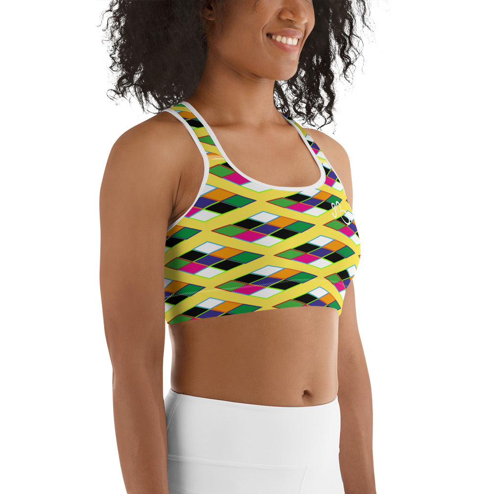 Pyramid Print Sports Bra - Sun