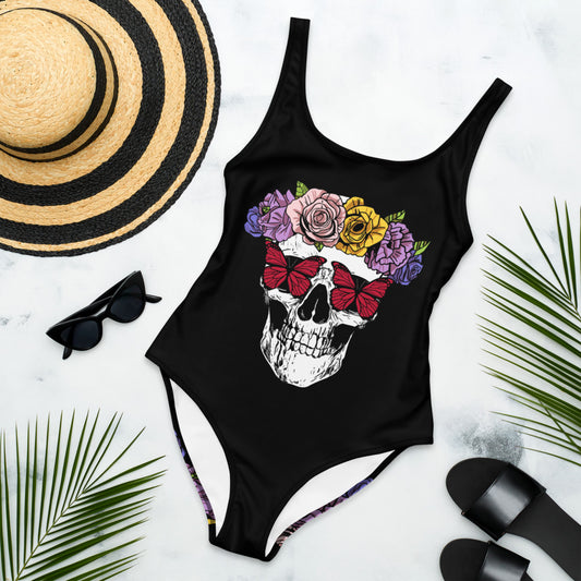 Garden of Skullz One-Piece Swimsuit - Black