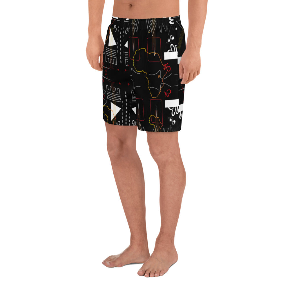 Linear Print Men's Athletic Shorts