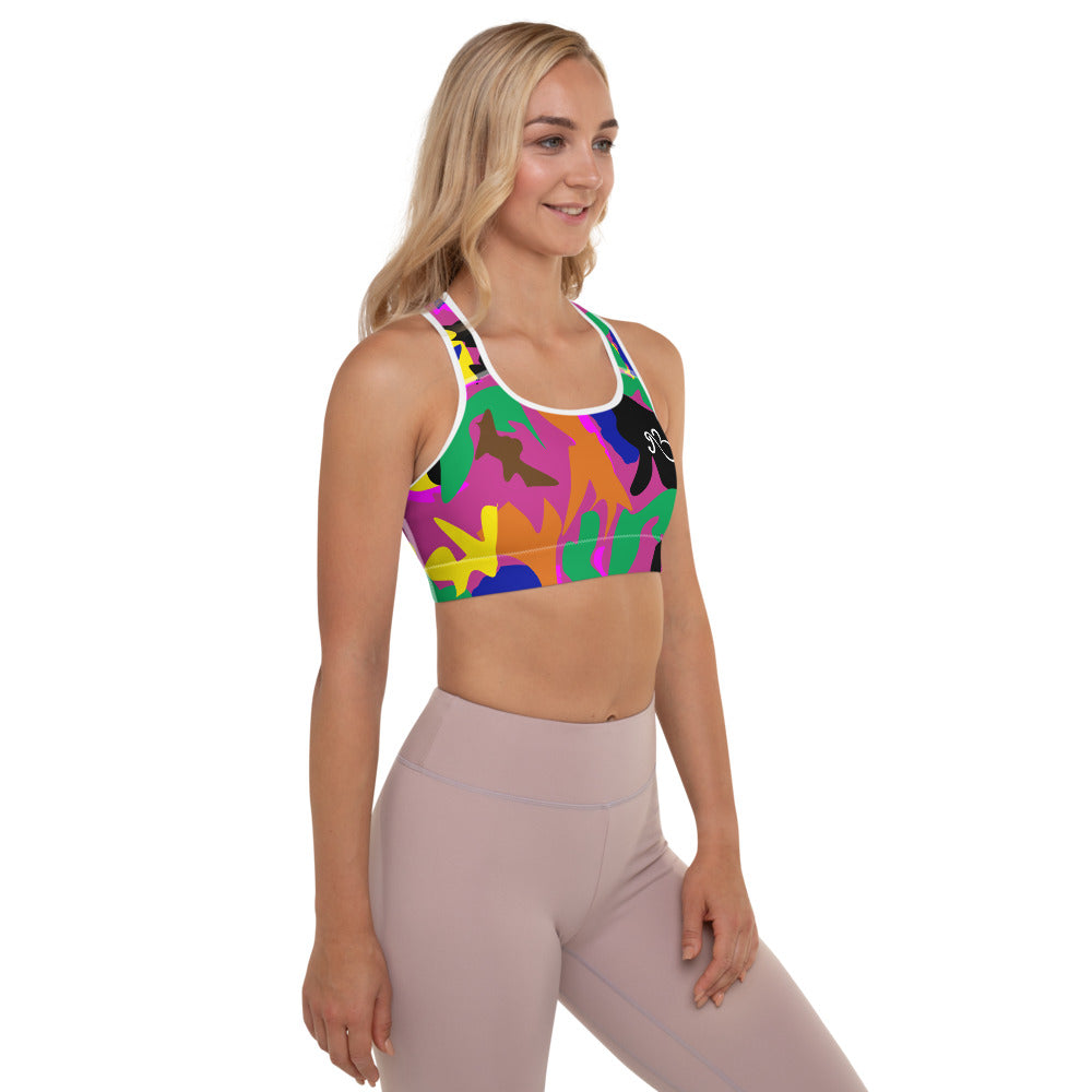 flyersetcinc Camo Print Padded Sports Bra - Pink