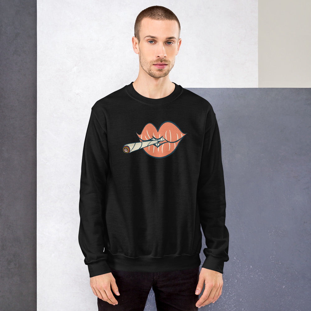 'Puff on Dis' Graphic Lips Unisex Sweatshirt