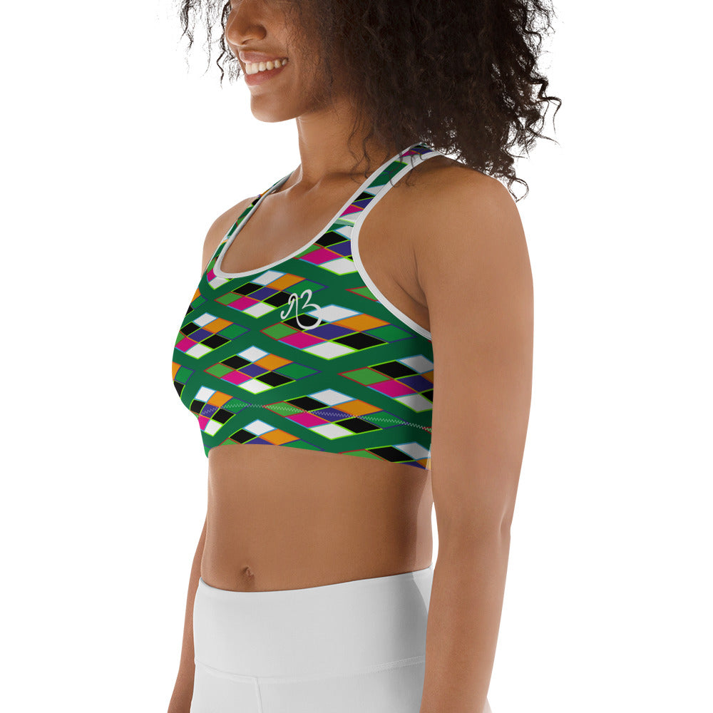 Pyramid Print Sports Bra - Leaf