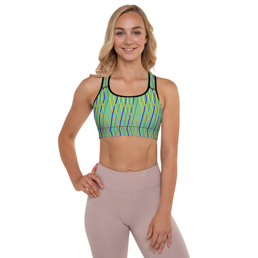 Constellation Print Padded Sports Bra - Aqua