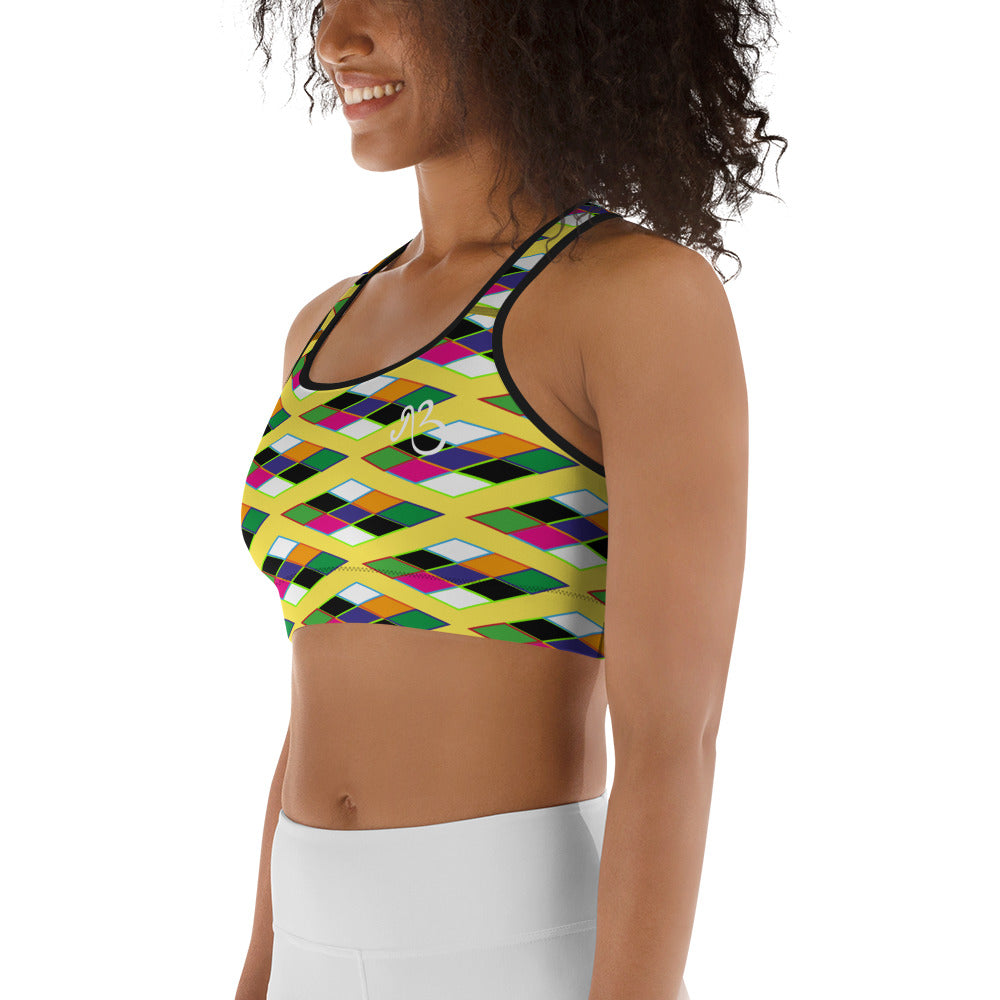 Pyramid Print Sports Bra - Sun