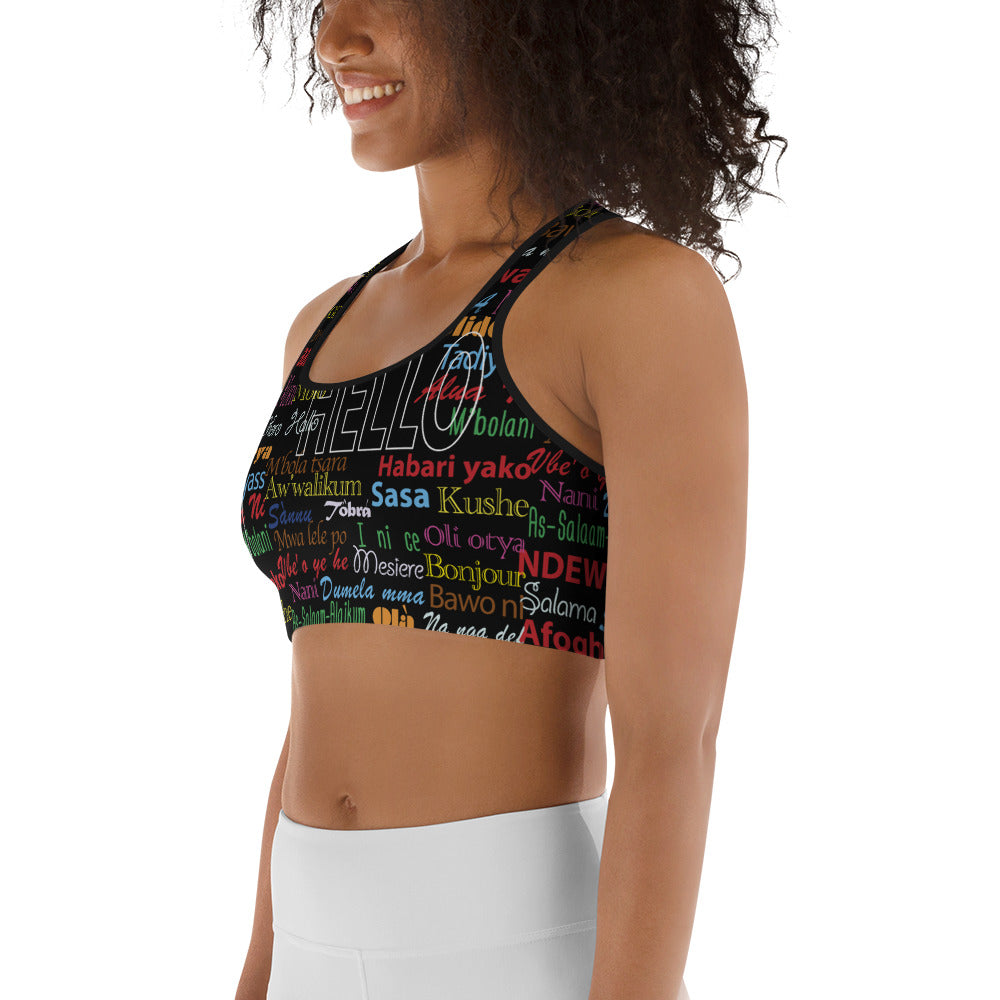 flyersetcinc Hello Print Sports Bra