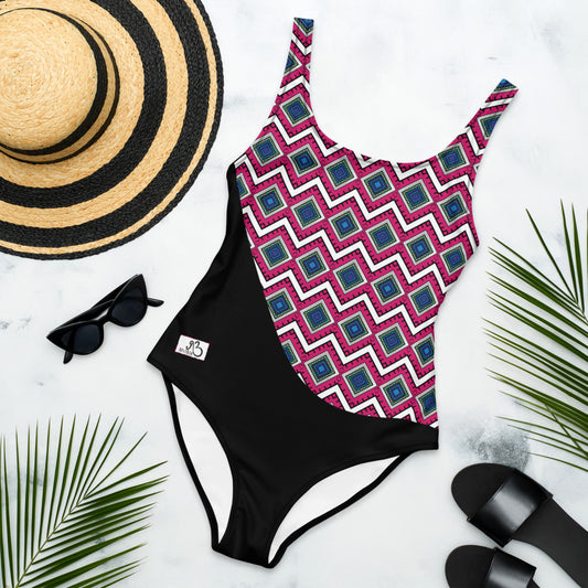 Quad print curve One-Piece Swimsuit