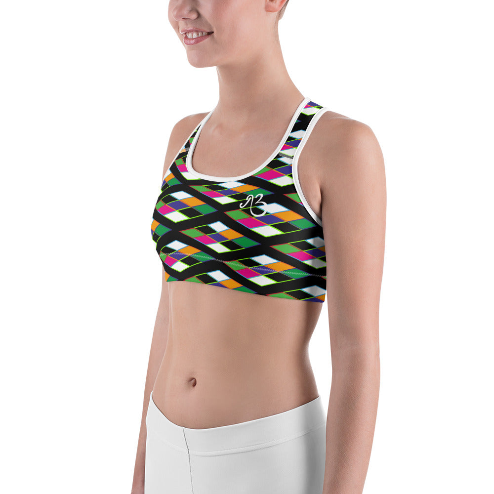 Pyramid Print Sports Bra - Noir