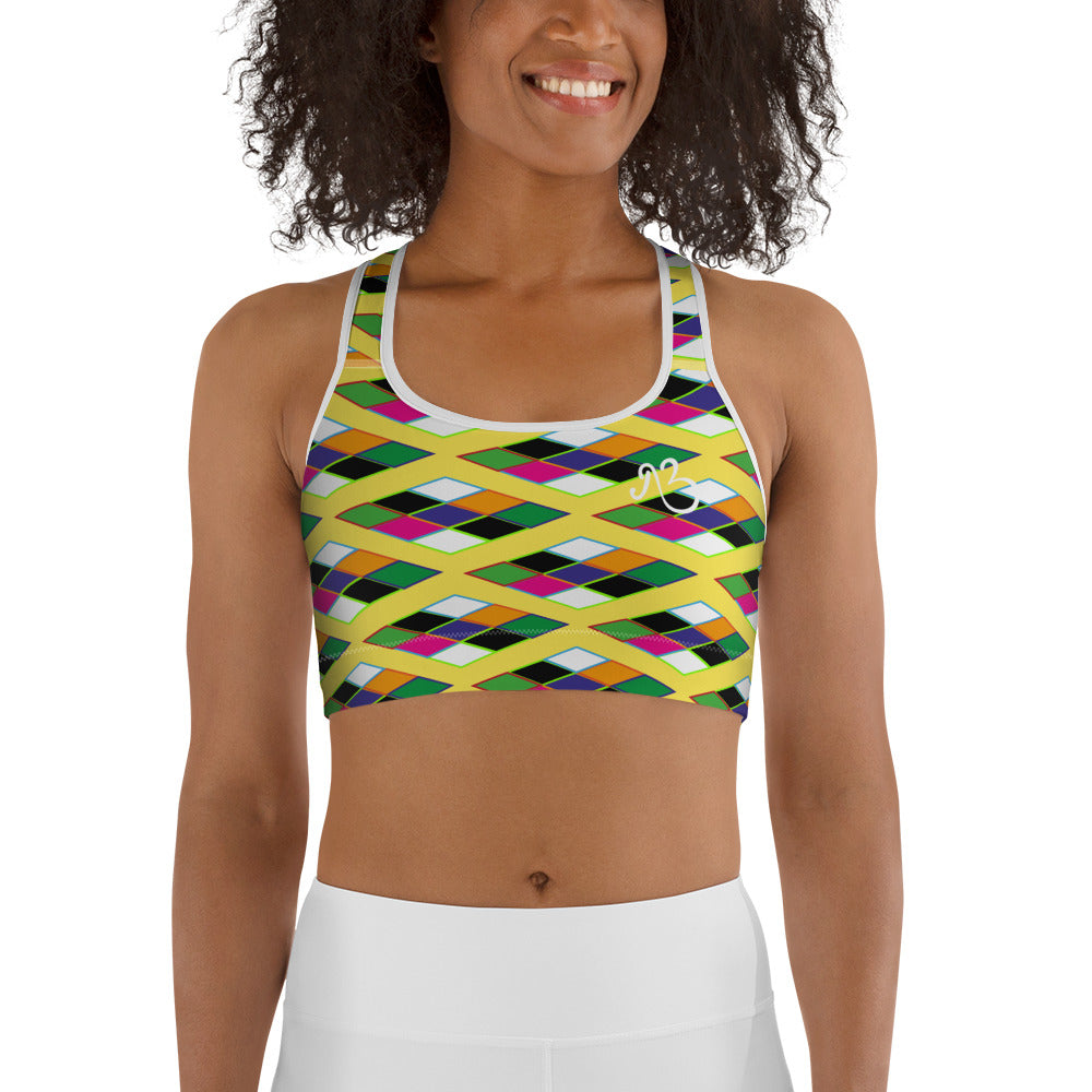 Pyramid Print Sports Bra - Sun