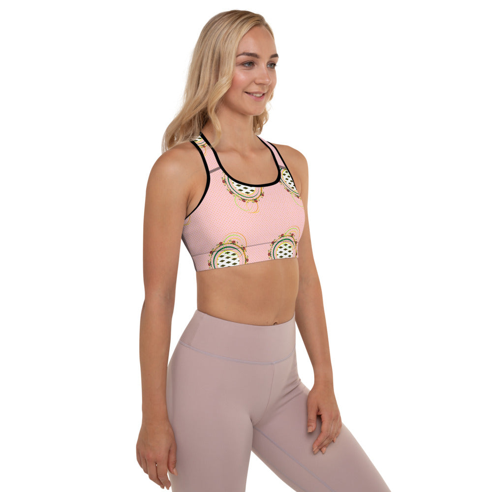 Adaeze Print Padded Sports Bra - Coral