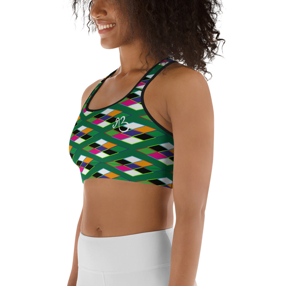 Pyramid Print Sports Bra - Leaf