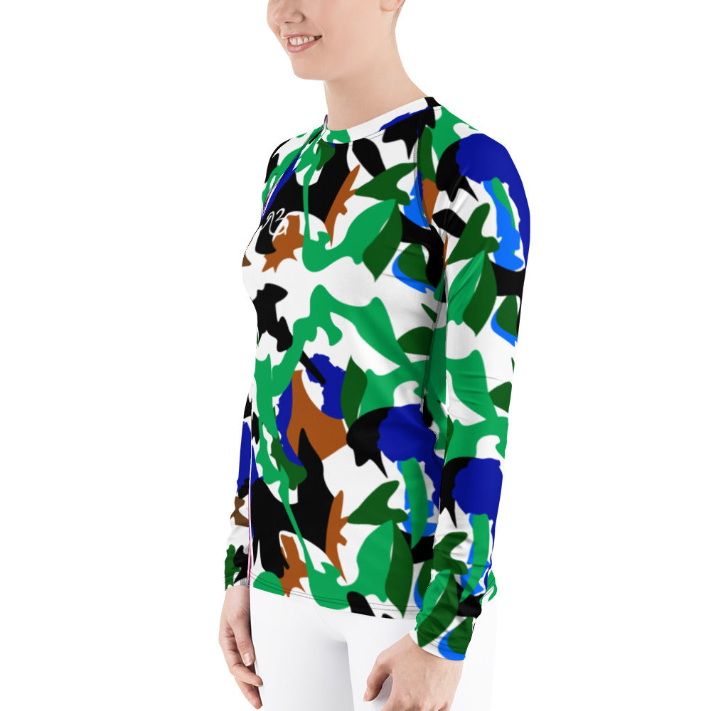 flyersetcinc Camo Print Women's Rash Guard - white