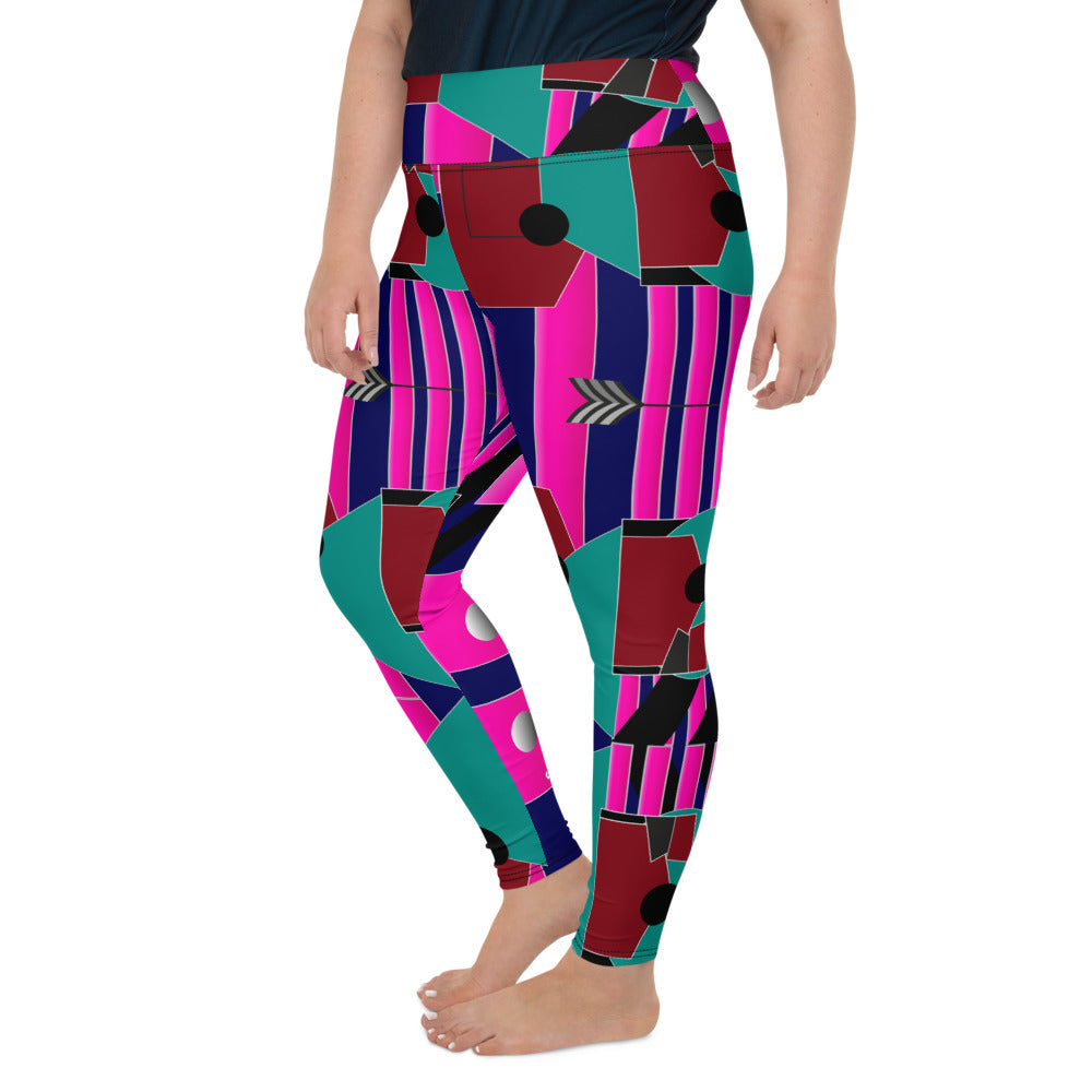 flyersetcinc Gallery Print Plus Size High Waist Leggings - Pink