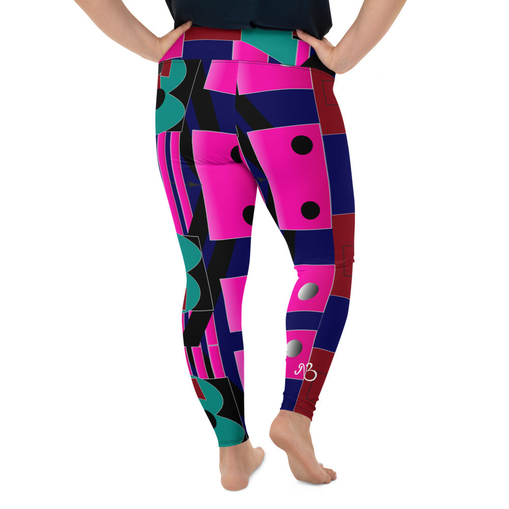 flyersetcinc Gallery Print Plus Size High Waist Leggings - Pink