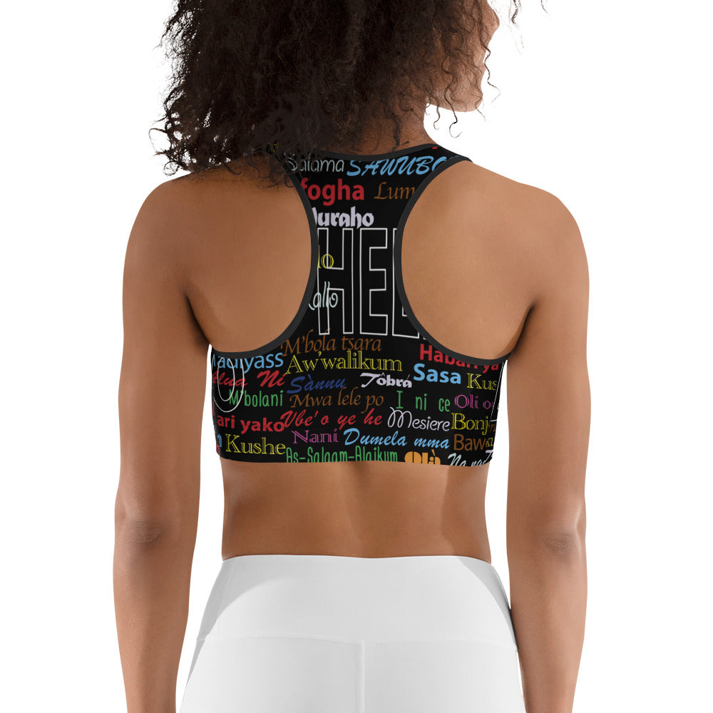 flyersetcinc Hello Print Sports Bra