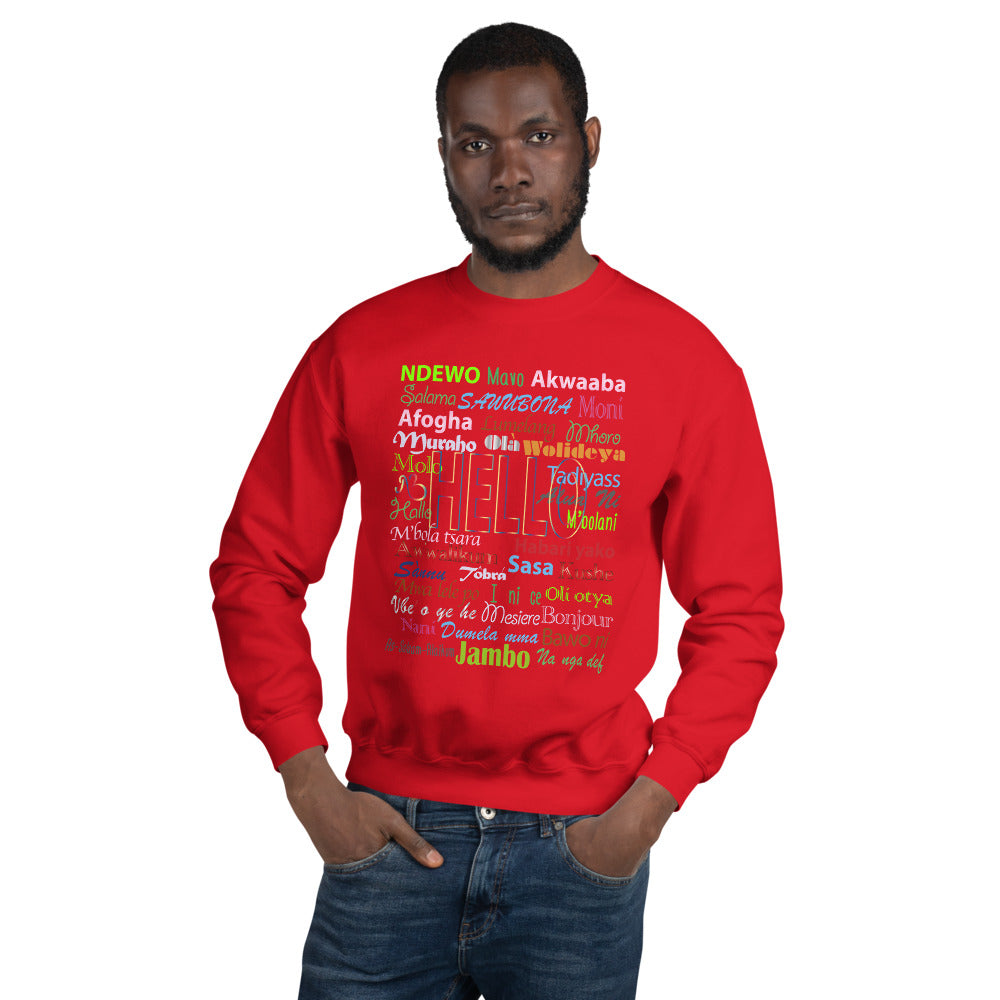 flyersetcinc Hello Print Crew Neck Long Sleeve Pullover Unisex Sweatshirt