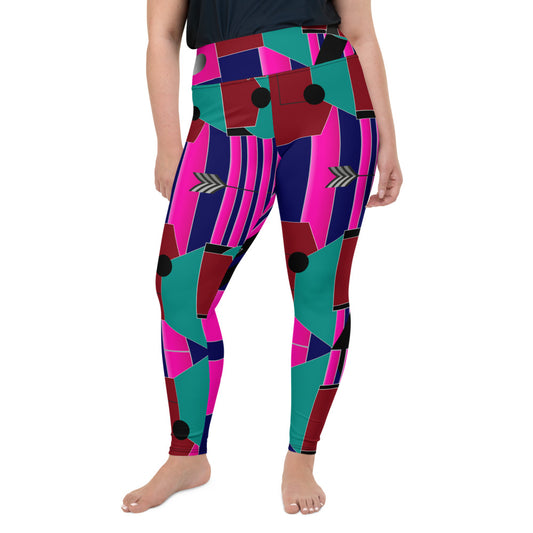 flyersetcinc Gallery Print Plus Size High Waist Leggings - Pink