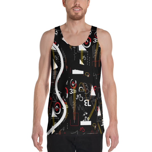 Linear Print Unisex Tank Top