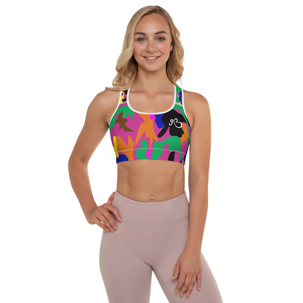 flyersetcinc Camo Print Padded Sports Bra - Pink