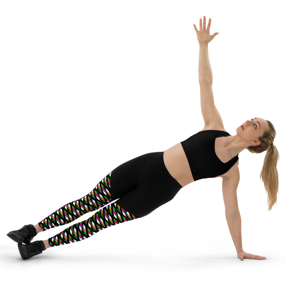 Compression Sports Leggings - Pyramid Print