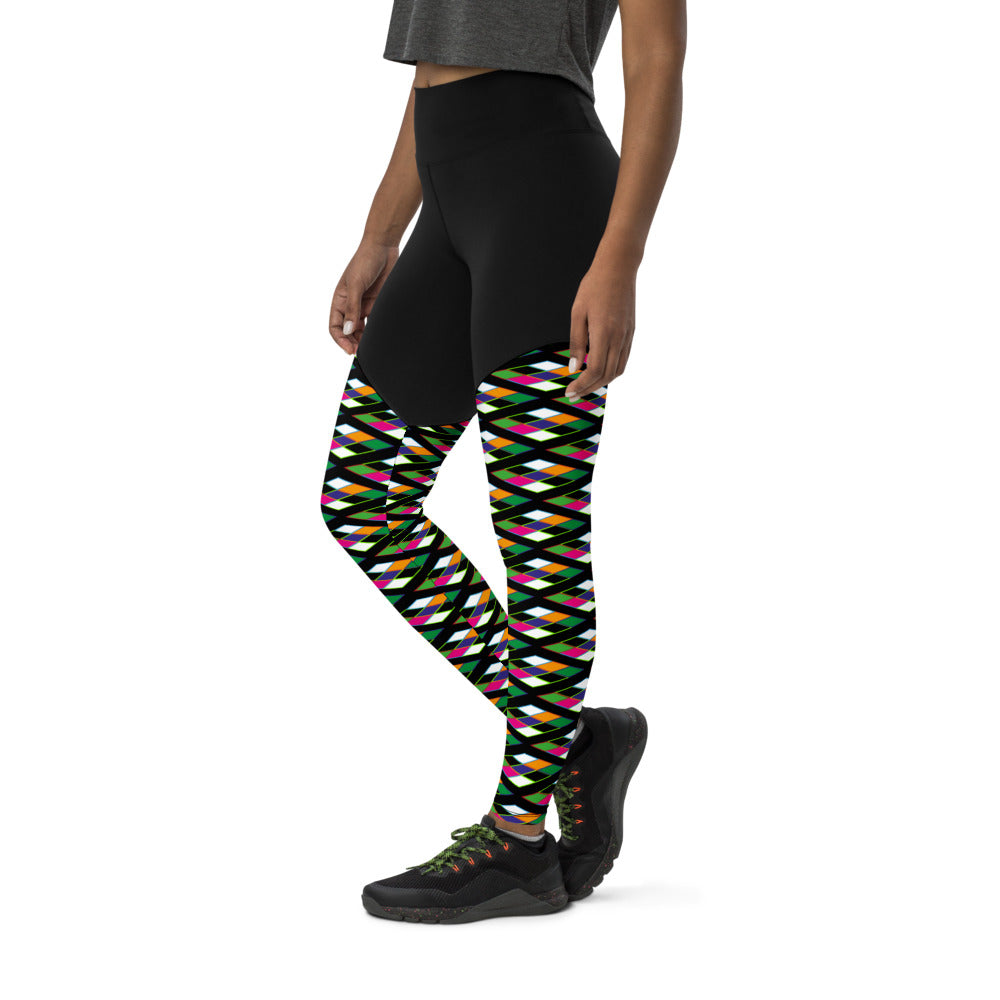 Compression Sports Leggings - Pyramid Print