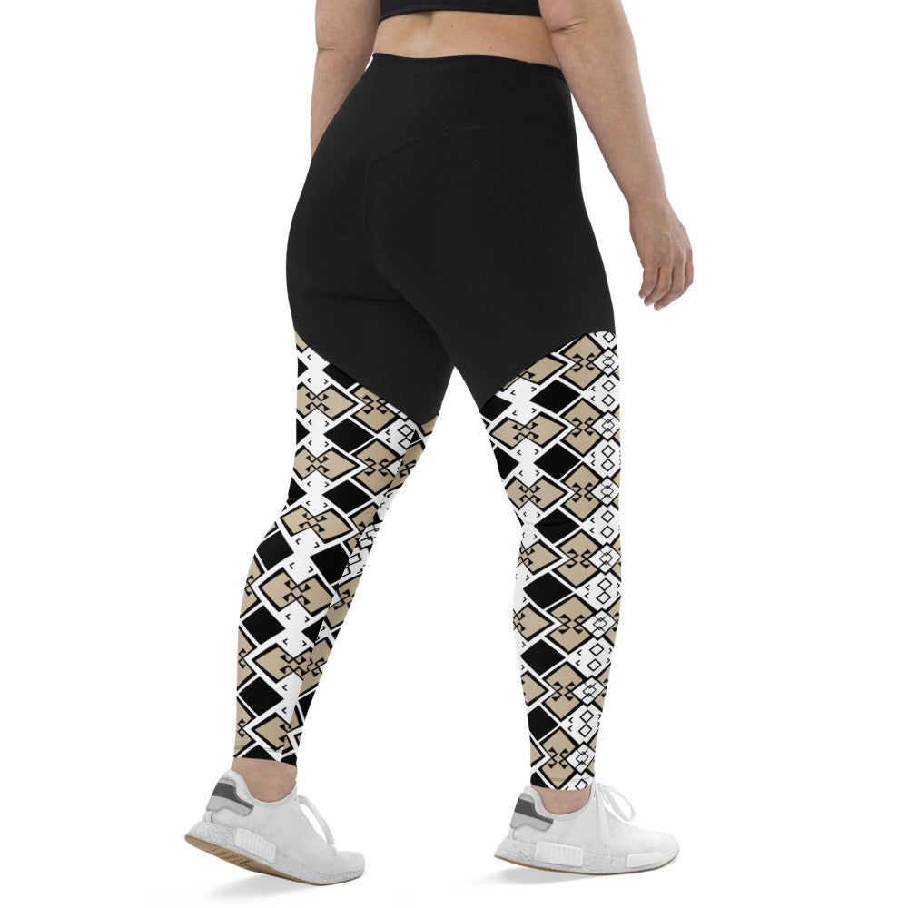 Compression Sports Leggings - Aztek print