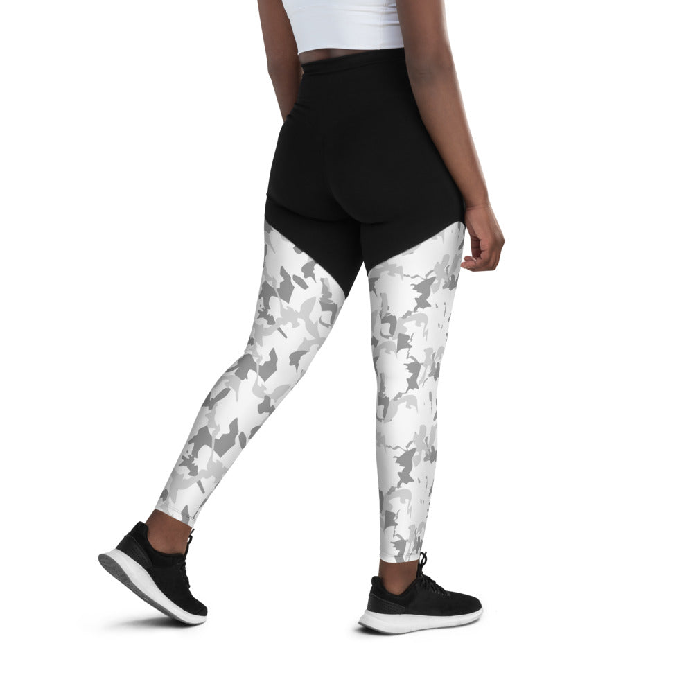 Compression Sports Leggings - flyersetcinc White Camo Print