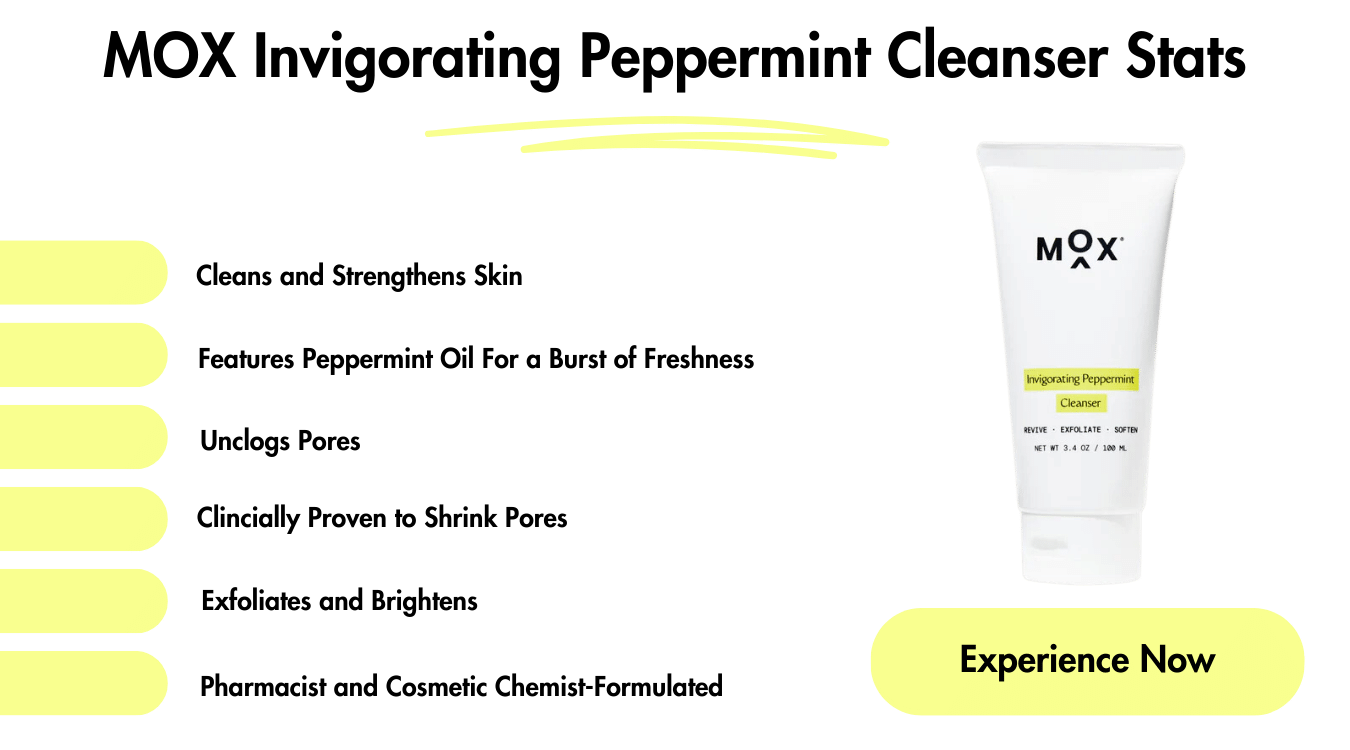 Is it good to wash your face with cold water? Cleanse With MOX's Invigorating Peppermint Cleanser using warm water.