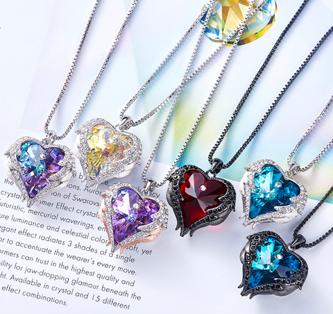 Angel Wings Love Heart Crystal Necklace made with Swarovski Crystal NIB |  eBay