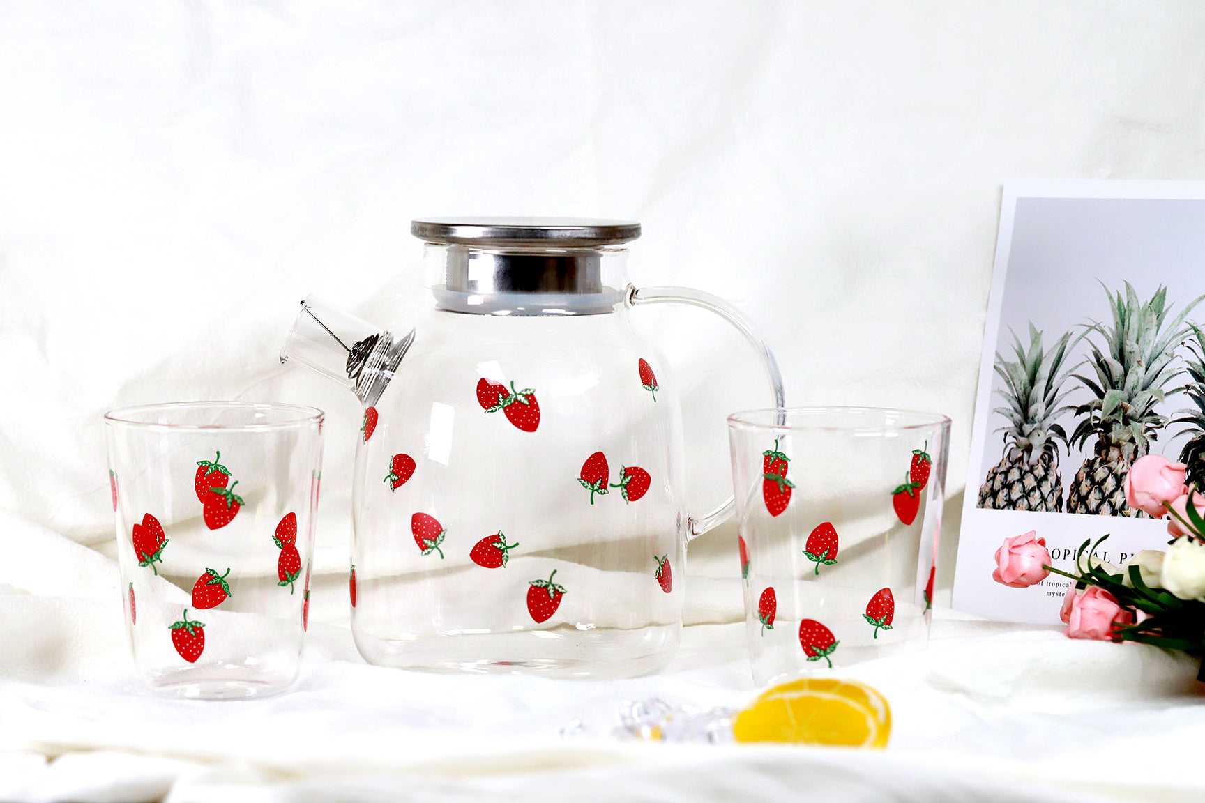 Opicel Sex - Glass Tea Kettle Strawberry Cute Design Glass Teapot Glass Pitcher Fru â€“  GinkgoHome