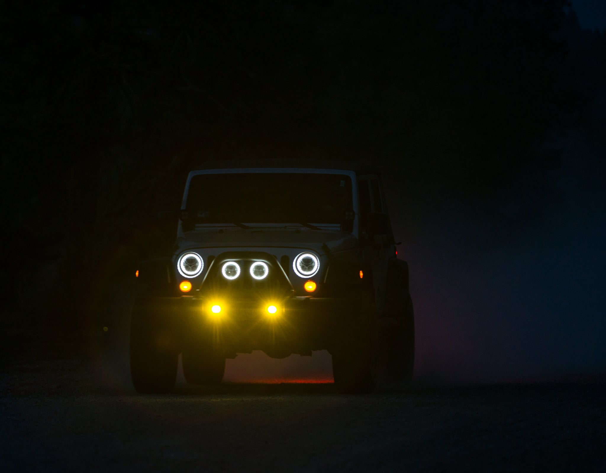 Jeep Wrangler LED headlights with halo