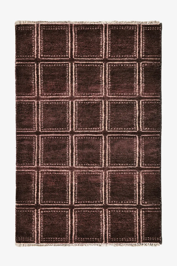 Boxstep Oushak Hand-Knotted Geometric Wool Rug
