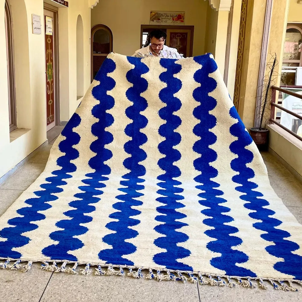 blue squiggle rug