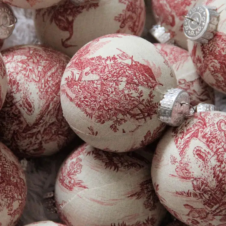 Red Toile Christmas Ornaments