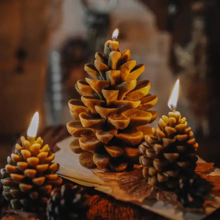 Large Beeswax Pine Cone Candles