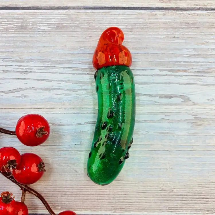 Hand Blown Glass Pickle Christmas Ornament
