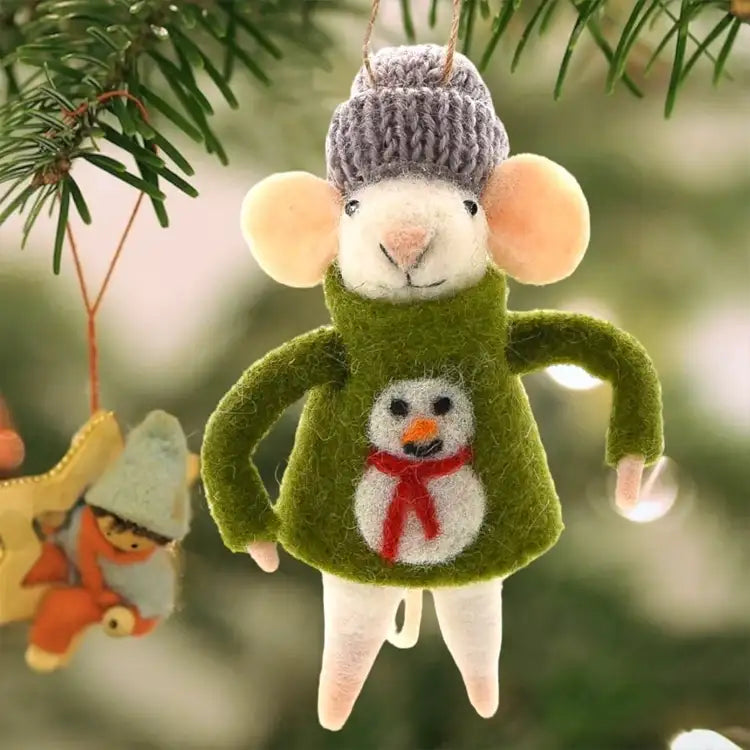 Mouse Wearing A Christmas Sweater Ornament