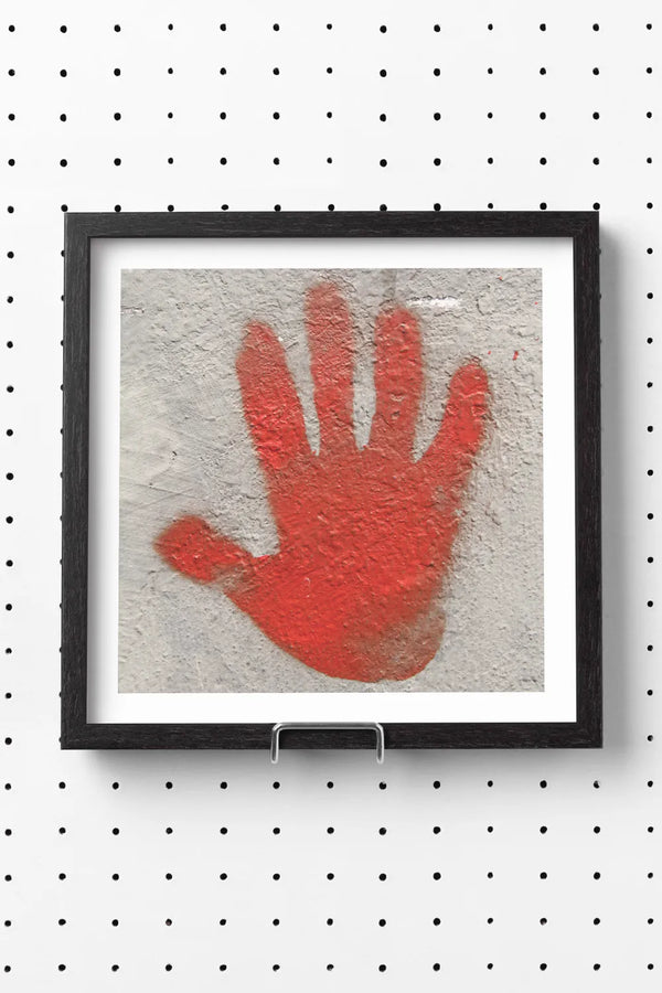 Red Hand Print Square Giclee Art Print