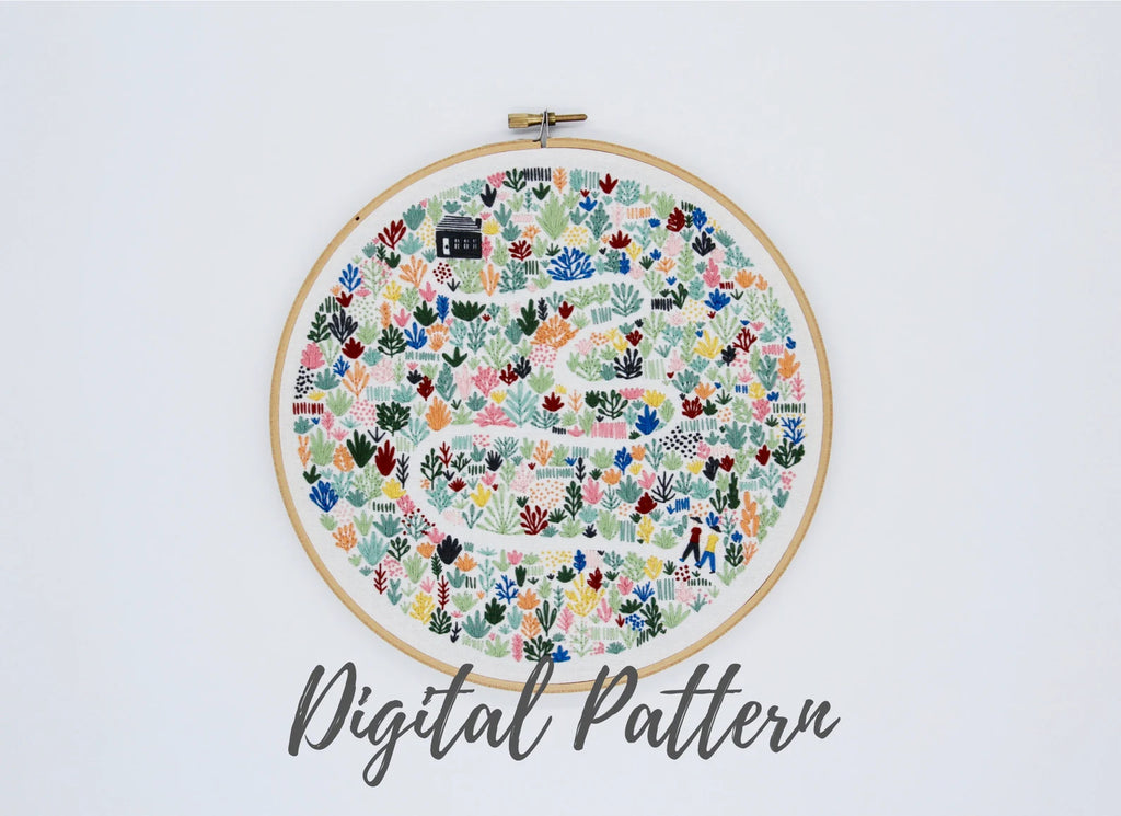 Floral Field Embroidery Pattern