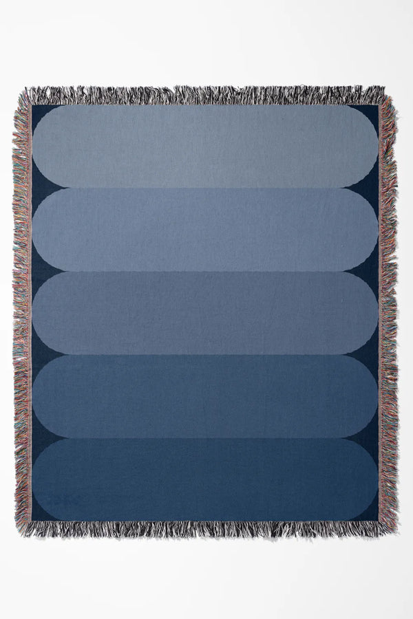 Blue Gradient Cotton Woven Throw Blanket