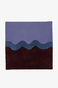 Neapolitan Blue and Brown Hand Tufted Wool Square Rug